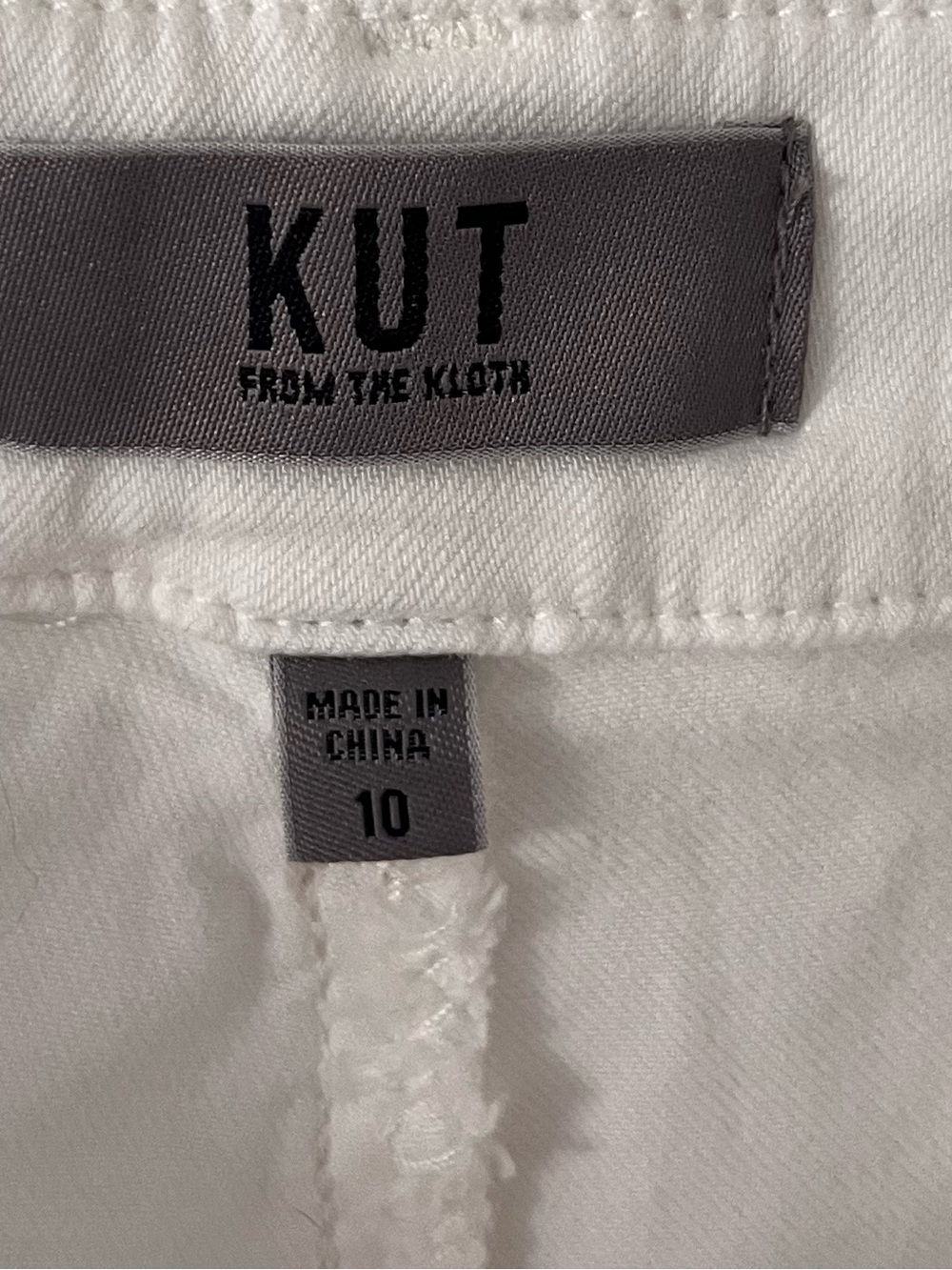 KUT From The KLOTH Jeans Meg Wide Leg White Twill Stretch Pants Size 10 - Picture 3 of 15